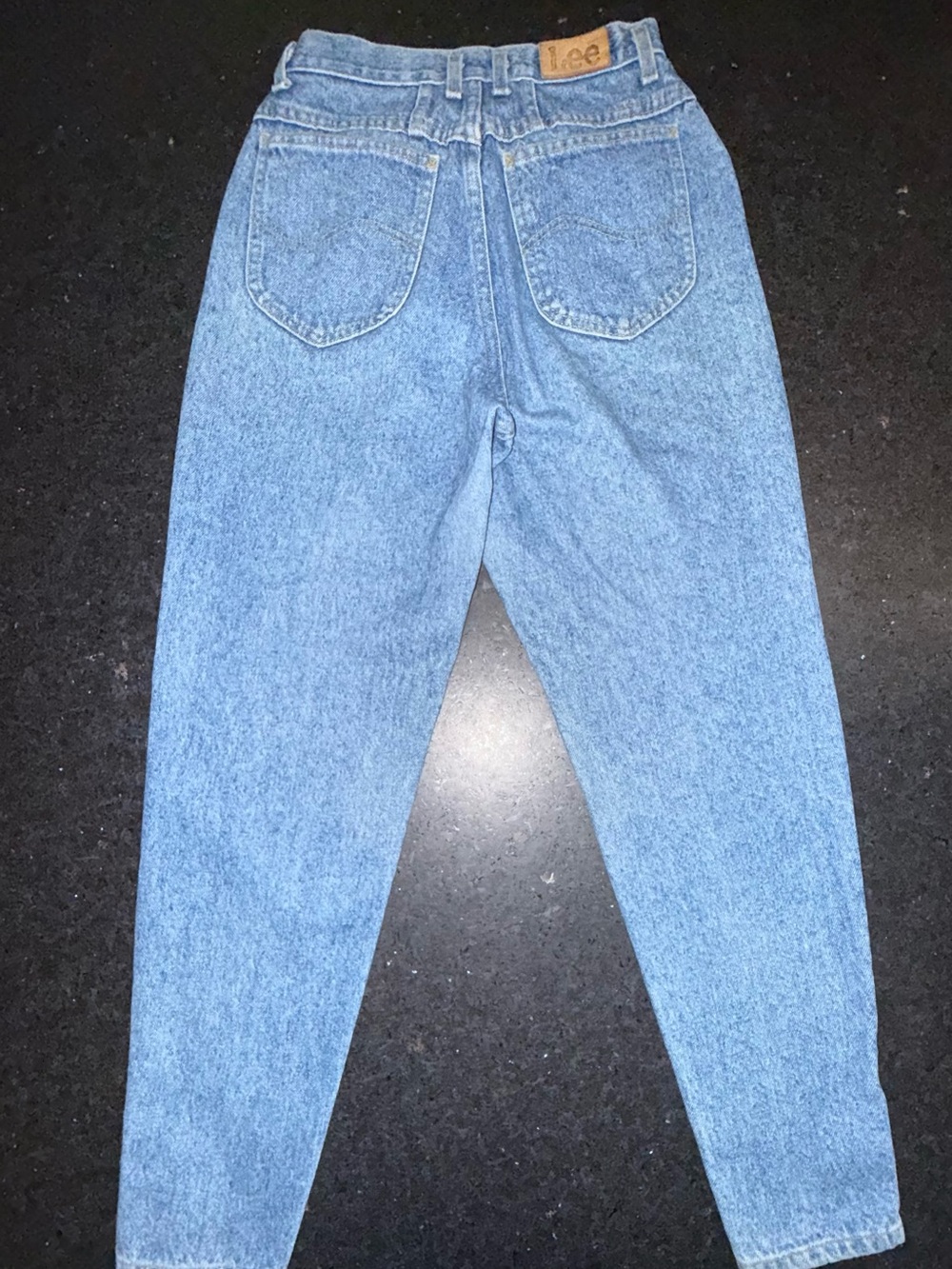 VINTAGE 90’s LEE TAPERED ANKLE BUTTON ACID WASH DENIM BLUE JEANS SZ 9 PERFECT!!!